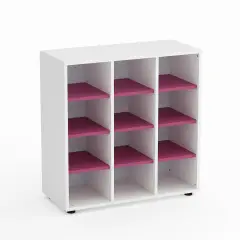 Mobile Scuola Kubò Bianco 12 Caselle H 90 cm. Ripiani Fucsia - Conforme CAM