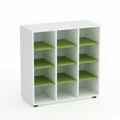 Mobile Scuola Kubò Bianco 12 Caselle H 90 cm. Ripiani Verde Kiwi - Conforme CAM