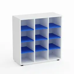 Mobile Scuola Kubò Bianco 12 Caselle H 90 cm. Ripiani Azzurro - Conforme CAM