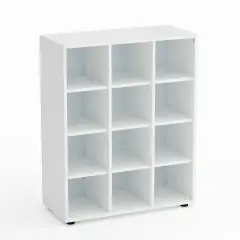 Mobile Scuola Kubò Bianco 12 Caselle H 110 cm. Ripiani Bianco - Conforme CAM