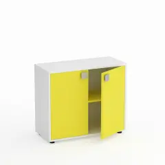Mobile Scuola Kubò Bianco 2 Ante H 75 cm. Giallo - Conforme CAM