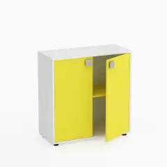 Mobile Scuola Kubò Bianco 2 Ante H 90 cm. Giallo - Conforme CAM