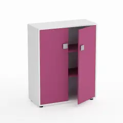 Mobile Scuola Kubò Bianco 2 Ante H 110 cm. Fucsia - Conforme CAM