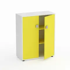 Mobile Scuola Kubò Bianco 2 Ante H 110 cm. Giallo - Conforme CAM