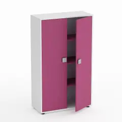 Mobile Scuola Kubò Bianco – 2 Ante H 150 cm e Ripiani Fucsia | Conforme CAM