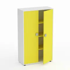 Mobile Scuola Kubò Bianco 2 Ante H 150 cm. Giallo - Conforme CAM