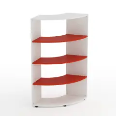 Mobile Scuola Kubò Bianco Angolare H 150 cm. Ripiani Rosso - Conforme CAM