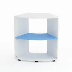 Mobile Scuola Kubò Bianco Curvo 60 Gradi H 75 cm. Ripiani Blu Orizzonte - Conforme CAM