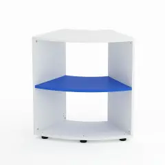 Mobile Scuola Kubò Bianco Curvo 60 Gradi H 75 cm. Ripiani Azzurro - Conforme CAM
