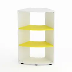 Mobile Scuola Kubò Bianco Curvo 60 Gradi H 110 cm. Ripiani Giallo - Conforme CAM