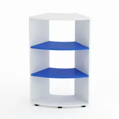 Mobile Scuola Kubò Bianco Curvo 60 Gradi H 110 cm. Ripiani Azzurro - Conforme CAM