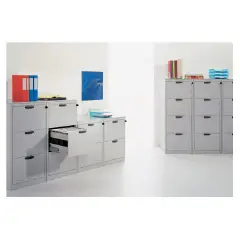 Classificatore 4 Cassetti 136 cm – Mobile Portadocumenti in Metallo Grigio Argento