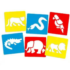 Stencil Sagome Animali della Giungla – Set 6 Mascherine Creative per Bambini