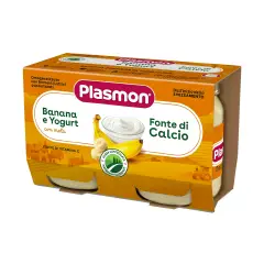 Plasmon Merenda Yogurt e Banana 2x120g – Merenda Cremosa per Bambini
