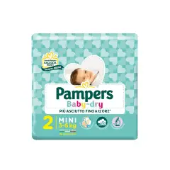 Pannolini Pampers Baby Dry Flash - Taglia 2 - 3-6 Kg - 24 Pezzi BabyDry
