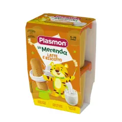 Plasmon Merenda Latte e Biscotto 2x120g – Merenda Cremosa per Bambini