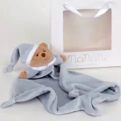 Fazzoletto Denti Puccio Azzurro – Doudou per Neonati con Peluche Morbido in 100% Cotone