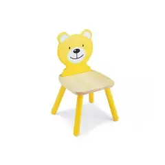 Sedia Orsetto Giallo per Bambini – Sediolina in Legno, Seduta H 26,5 cm