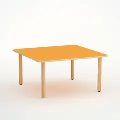 Tavolo Forma Quadrato H 52 Cm - Misura 2 - Arancio Per Scuola Dell'infanzia  - Conforme CAM