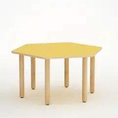 Tavolo Forma Esagonale H 46 Cm - Misura 1 - Giallo Per Scuole Nido D'infanzia - Conforme CAM