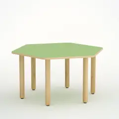 Tavolo Forma Esagonale H 46 Cm - Misura 1 - Verde Per Scuole Nido D'infanzia - Conforme CAM