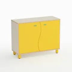 Mobile Scuola Infanzia Onda a 2 Ante Altezza 80 cm. Giallo - Conforme CAM