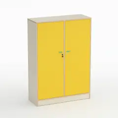 Mobile Scuola Infanzia Forma con Ante e Appendiabiti Giallo - Conforme CAM