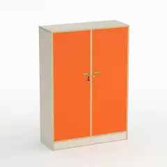 Mobile Scuola Infanzia Forma con Ante e Appendiabiti Arancio - Conforme CAM