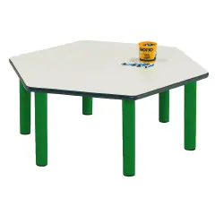 Tavolo Scuola Infanzia Color Esagonale Misura 2 Gambe Verde