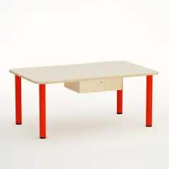 Cattedra Scuola Infanzia Top Con Cassetto E Gambe Rosse Per Ambienti Scolastic