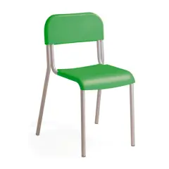 Sedia Impilabile Sara, Struttura Grigia, Seduta H 46 Cm. Verde Per Ambienti Scolastici