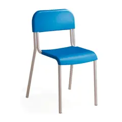 Sedia Impilabile Sara, Struttura Grigia, Seduta H 38 Cm. Blu Per Ambienti Scolastici