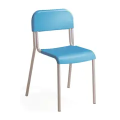 Sedia Impilabile Sara, Struttura Grigia, Seduta H 38 Cm. Azzurro Per Ambienti Scolastici