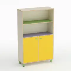 Mobile Scuola Infanzia Onda con 2 Ante Basse Giallo - Conforme CAM