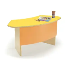 Cattedra Scuola Onda con Paratia Curva e Piano Giallo