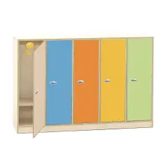 Mobile Scuola Infanzia Forma Armadio Spogliatoio 5 Ante Colorate - Conforme CAM