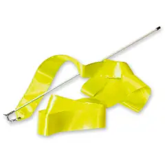 Nastro per Ritmica in Raso con Bacchetta in Plastica, 4 metri, Giallo