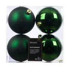 Decoris Set 4 Palline Natale Verde Pino Ø10 cm