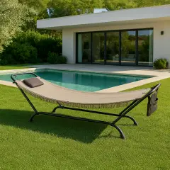 Amaca con Struttura in Ferro Beige – Comfort e Relax da Esterno