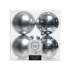 Box 4 Sfere di Natale - Diametro 10 cm - Silver