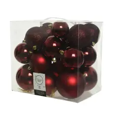 Box 26 Sfere di Natale - Diametro 6, 8 e 10 cm - Oxblood