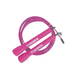 Corda da Salto Veloce TOORX in Acciaio – Manopole Ergonomiche Fucsia