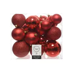 Box 26 Sfere di Natale - Diametro 6, 8 e 10 cm - Christmas Red