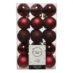 Box 30 Sfere di Natale - Diametro 6 cm - Bordeaux