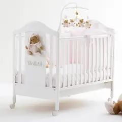 Puccio Lettino Baby Bianco con Orso Rosa