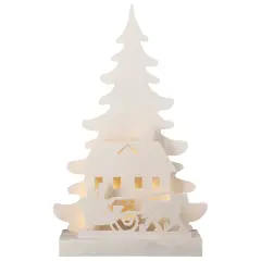 Silhouette Albero di Natale Bianco con Carrozza