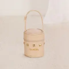 Portaciuccio Colette Borchiato Ecru in Ecopelle