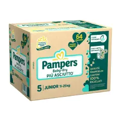 Pannolini Pampers Baby-Dry Pacco Scorta - Taglia 5 - 11-25 Kg - 64 Pezzi