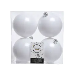 Box 4 Sfere di Natale - Diametro 10 cm - Winter White