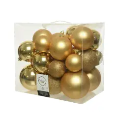 Box 26 Sfere di Natale - Diametro 6, 8 e 10 cm - Light Gold